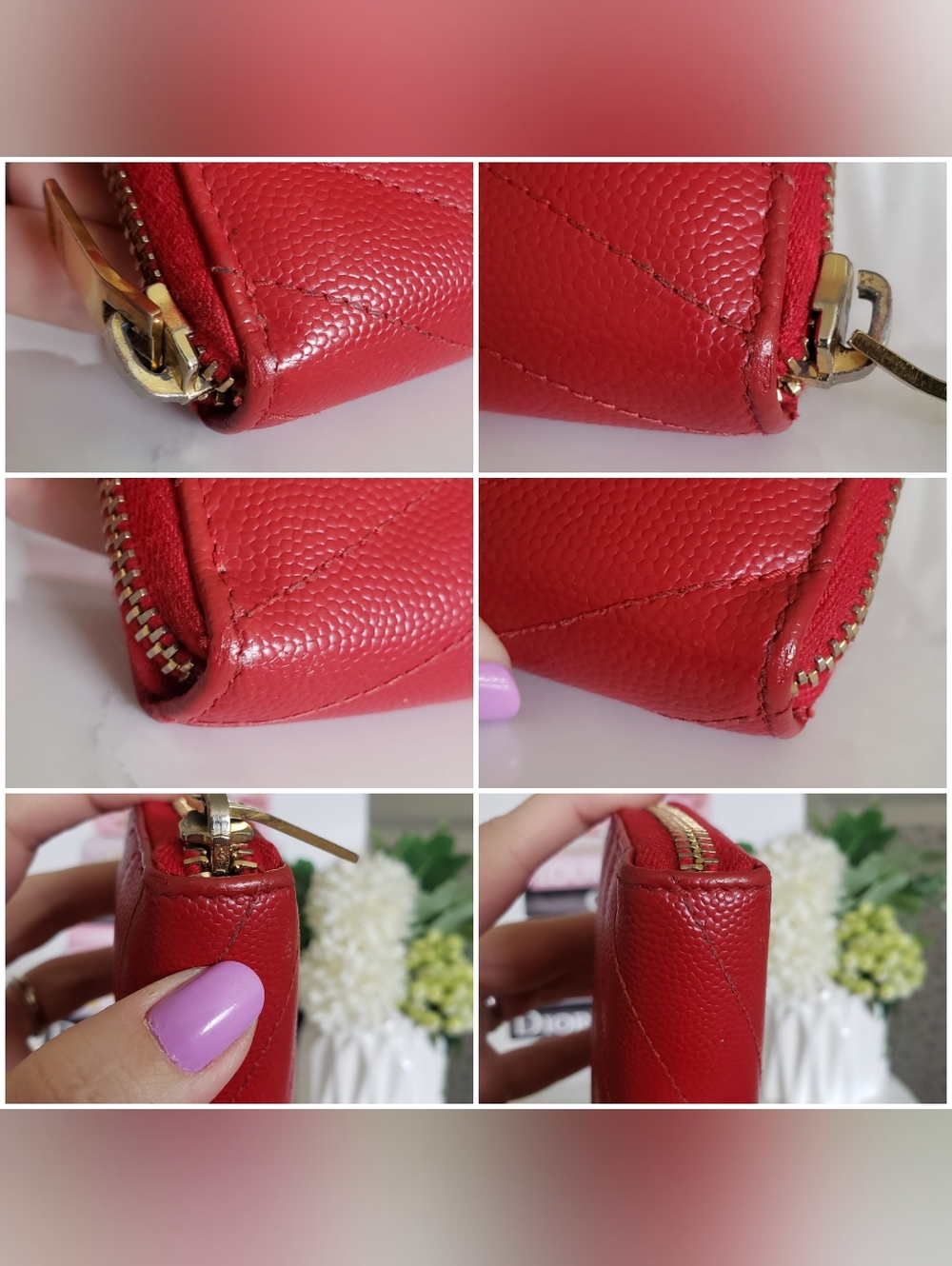 Authentic Pre-owned Yves Saint Laurent Grain De Poudre Chevron Zippy Wallet - Picture 10 of 13
